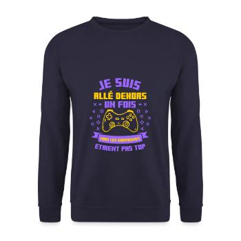 Je Suis Allé Dehors Un Fois Les Graphismes Etaient - Sweat-shirt Unisexe - marine - Devant - Alina (178cm) & Michal (187cm)