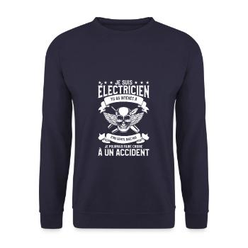 Je Suis Electricien Tu As Intérêt À Être Gentil - Sweat-shirt Unisexe - marine - Devant - Alina (178cm) & Michal (187cm)