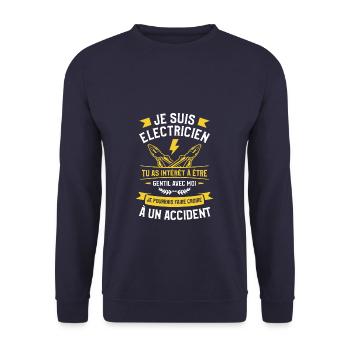 Je Suis Electricien Tu As Intérêt À Être Gentil - Sweat-shirt Unisexe - marine - Devant - Alina (178cm) & Michal (187cm)