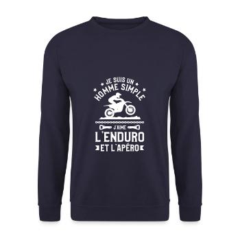 Je Suis Un Homme Simple J'aime L'Enduro Et L'Apéro - Sweat-shirt Unisexe - marine - Devant - Alina (178cm) & Michal (187cm)