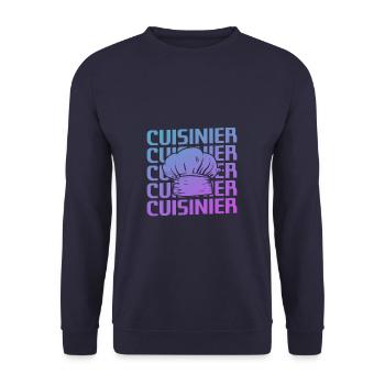 Retro Cuisinier Chef Cuisine - Sweat-shirt Unisexe - marine - Devant - Alina (178cm) & Michal (187cm)