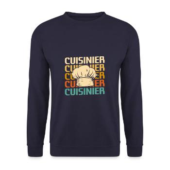 Retro Cuisinier Chef Cuisine - Sweat-shirt Unisexe - marine - Devant - Alina (178cm) & Michal (187cm)