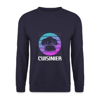 Retro Cuisinier Chef Cuisine - Sweat-shirt Unisexe - marine - Devant - Alina (178cm) & Michal (187cm)