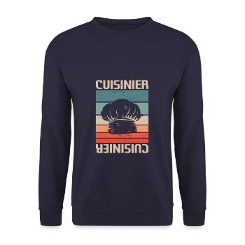 Vintage Retro Cuisinier Chef Cuisine - Sweat-shirt Unisexe - marine - Devant - Alina (178cm) & Michal (187cm)