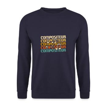 Retro Compositeur Composition Musicale - Sweat-shirt Unisexe - marine - Devant - Alina (178cm) & Michal (187cm)