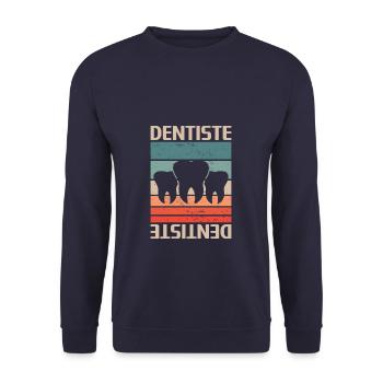 Vintage Retro Dentiste Dentisterie - Sweat-shirt Unisexe - marine - Devant - Alina (178cm) & Michal (187cm)