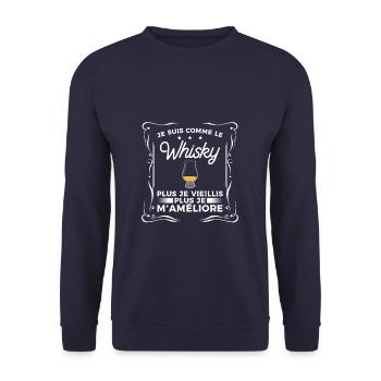 Je Suis Comme Le Whisky Plus Je Vieillis Plus Je - Sweat-shirt Unisexe - marine - Devant - Alina (178cm) & Michal (187cm)