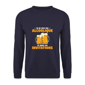 Je Ne Suis Pas Alcoolique Je Subis Les Invitations - Sweat-shirt Unisexe - marine - Devant - Alina (178cm) & Michal (187cm)