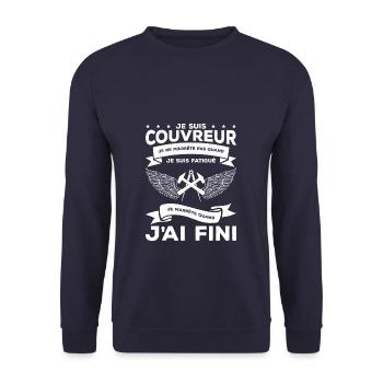 Je Suis Couvreur Je Ne M'Arrêté Pas Quand Je Suis - Sweat-shirt Unisexe - marine - Devant - Alina (178cm) & Michal (187cm)