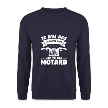 Je N'ai Pas Ma Propre Moto Mais J'ai Mon Motard - Sweat-shirt Unisexe - marine - Devant - Alina (178cm) & Michal (187cm)