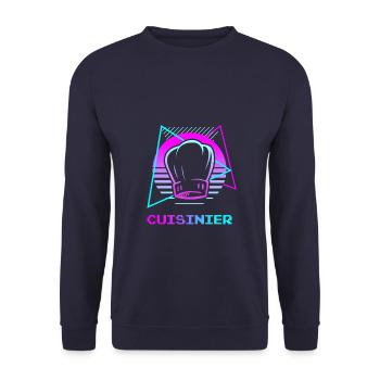 Retro Cuisinier Chef Cuisine - Sweat-shirt Unisexe - marine - Devant - Alina (178cm) & Michal (187cm)