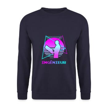 Retro Ingénieur Ingénierie - Sweat-shirt Unisexe - marine - Devant - Alina (178cm) & Michal (187cm)