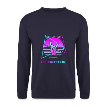 Retro Le Batteur Batterie - Sweat-shirt Unisexe - marine - Devant - Alina (178cm) & Michal (187cm)