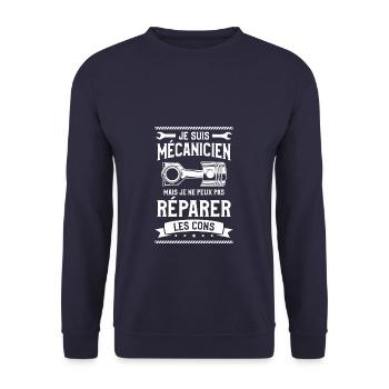 Je Suis Mécanicien Mais Je Ne Peux Pas Réparer Les - Sweat-shirt Unisexe - marine - Devant - Alina (178cm) & Michal (187cm)