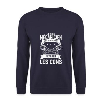 Je Suis Mécanicien Mais Je Ne Peux Pas Réparer Les - Sweat-shirt Unisexe - marine - Devant - Alina (178cm) & Michal (187cm)