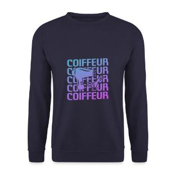 Retro Coiffeur Coiffure - Sweat-shirt Unisexe - marine - Devant - Alina (178cm) & Michal (187cm)
