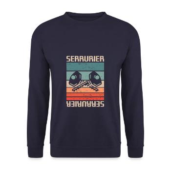 Vintage Retro Serrurier Serrurerie - Sweat-shirt Unisexe - marine - Devant - Alina (178cm) & Michal (187cm)