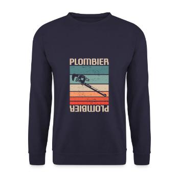 Vintage Retro Plombier Plomberie - Sweat-shirt Unisexe - marine - Devant - Alina (178cm) & Michal (187cm)