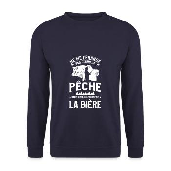 Ne Me Dérange Pas Quand Je Pêch Amateur De Bière - Sweat-shirt Unisexe - marine - Devant - Alina (178cm) & Michal (187cm)