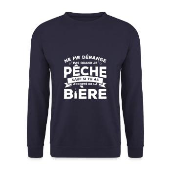 Ne Me Dérange Pas Quand Je Pêch Amateur De Bière - Sweat-shirt Unisexe - marine - Devant - Alina (178cm) & Michal (187cm)