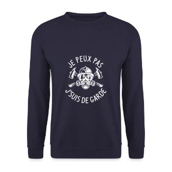 Je Peux Pas J'Suis De Garde Pompier - Sweat-shirt Unisexe - marine - Devant - Alina (178cm) & Michal (187cm)