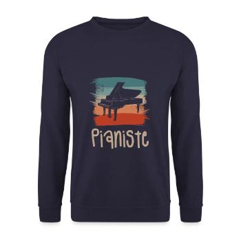 Vintage Retro Pianiste Instrument Piano - Sweat-shirt Unisexe - marine - Devant - Alina (178cm) & Michal (187cm)