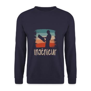 Vintage Retro Ingénieur Ingénierie - Sweat-shirt Unisexe - marine - Devant - Alina (178cm) & Michal (187cm)