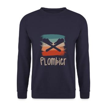 Vintage Retro Plombier Plomberie - Sweat-shirt Unisexe - marine - Devant - Alina (178cm) & Michal (187cm)