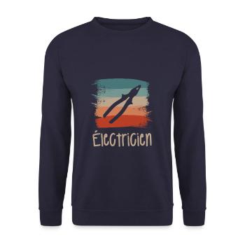 Vintage Retro Électricien Électrique - Sweat-shirt Unisexe - marine - Devant - Alina (178cm) & Michal (187cm)