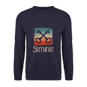 Vintage Retro Serrurier Serrurerie - Sweat-shirt Unisexe - marine - Devant - Alina (178cm) & Michal (187cm)