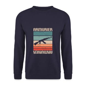 Vintage Retro Armurier Armurerie - Sweat-shirt Unisexe - marine - Devant - Alina (178cm) & Michal (187cm)