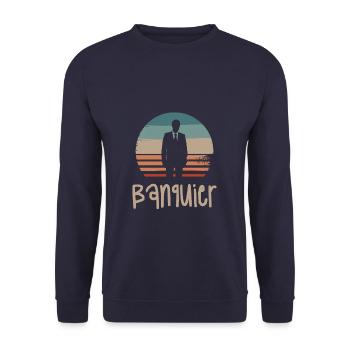 Vintage Retro Banquier Bancaire - Sweat-shirt Unisexe - marine - Devant - Alina (178cm) & Michal (187cm)
