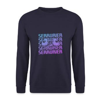 Retro Serrurier Serrurerie - Sweat-shirt Unisexe - marine - Devant - Alina (178cm) & Michal (187cm)