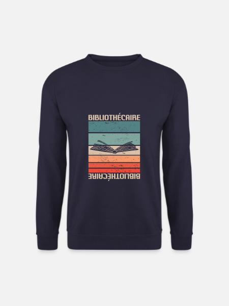 Vintage Retro Bibliothécaire Livre Bibliothèque - Sweat-shirt Unisexe - marine