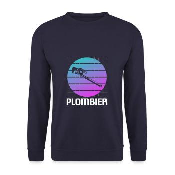 Retro Plombier Plomberie - Sweat-shirt Unisexe - marine - Devant - Alina (178cm) & Michal (187cm)