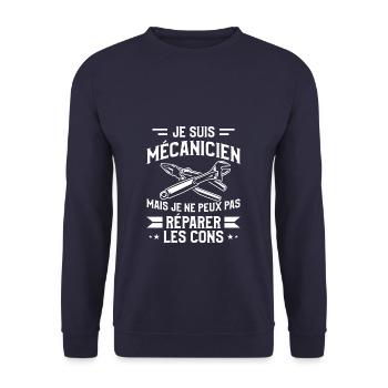 Je Suis Mécanicien Mais Je Ne Peux Pas Réparer Les - Sweat-shirt Unisexe - marine - Devant - Alina (178cm) & Michal (187cm)