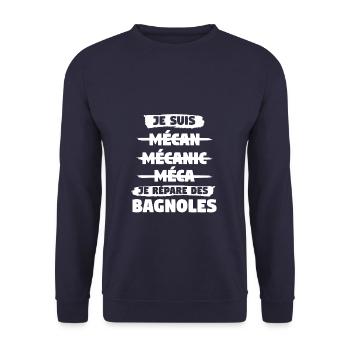 Je Suis Je Répare Des Bagnoles Mécanicien - Sweat-shirt Unisexe - marine - Devant - Alina (178cm) & Michal (187cm)