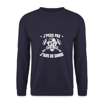 J'peux Pas J'Suis De Garde Pompier - Sweat-shirt Unisexe - marine - Devant - Alina (178cm) & Michal (187cm)