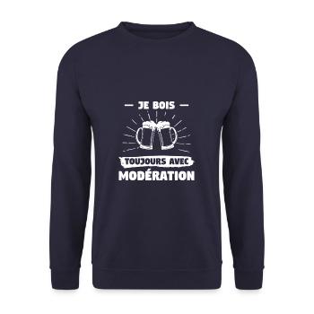 Ich trinke immer in Maßen - Unisex Pullover - Navy - Vorne - Alina (178cm) & Michal (187cm)