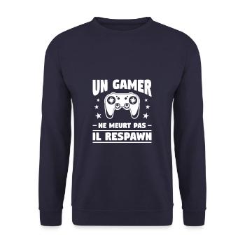 Un Gamer Ne Meurt Pas Il Respawn - Sweat-shirt Unisexe - marine - Devant - Alina (178cm) & Michal (187cm)