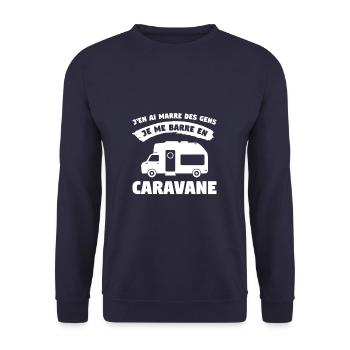 J'en Ai Marre Des Gens Je Me Barre En Caravane - Sweat-shirt Unisexe - marine - Devant - Alina (178cm) & Michal (187cm)