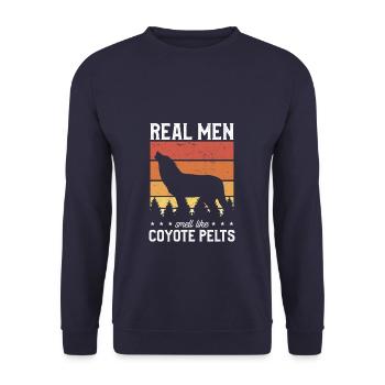 Real Men Smell Like Coyote Pets Hunter Coyotes - Sweat-shirt Unisexe - marine - Devant - Alina (178cm) & Michal (187cm)