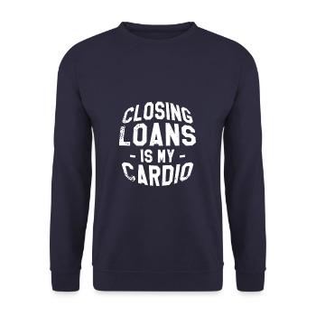 Closing Loans ist meine Cardio Mortgage Real Estate - Unisex Pullover - Navy - Vorne - Alina (178cm) & Michal (187cm)