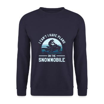 Retro I Can't I Have Plans On The Snowmobile - Unisex Sweatshirt - navy - Front - Alina (178cm) & Michal (187cm)