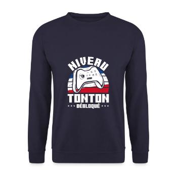 Niveau Tonton Débloqué Oncle Annonce De Grossesse - Sweat-shirt Unisexe - marine - Devant - Alina (178cm) & Michal (187cm)