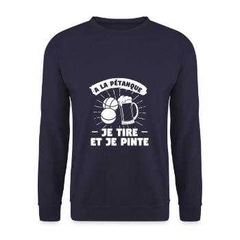 A La Petanque Je Tire Et Je Pinte Bière - Sweat-shirt Unisexe - marine - Devant - Alina (178cm) & Michal (187cm)