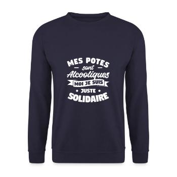 Mes Potes Sont Alcooliques Moi Je Suis Juste - Sweat-shirt Unisexe - marine - Devant - Alina (178cm) & Michal (187cm)