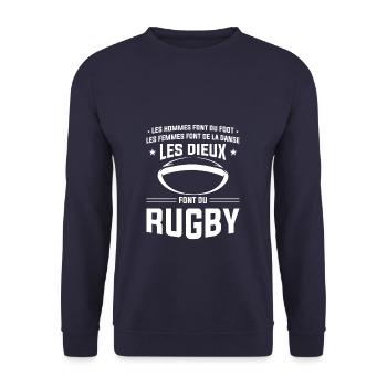 Les Dieux Font Du Rugby Rugbyman - Sweat-shirt Unisexe - marine - Devant - Alina (178cm) & Michal (187cm)