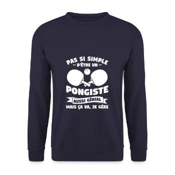Pas Si Simple D'Être Un Pongiste Aussi Génial Mais - Sweat-shirt Unisexe - marine - Devant - Alina (178cm) & Michal (187cm)