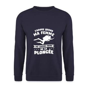J'Adore Quand Ma Femme Me Laisse Faire De La - Sweat-shirt Unisexe - marine - Devant - Alina (178cm) & Michal (187cm)